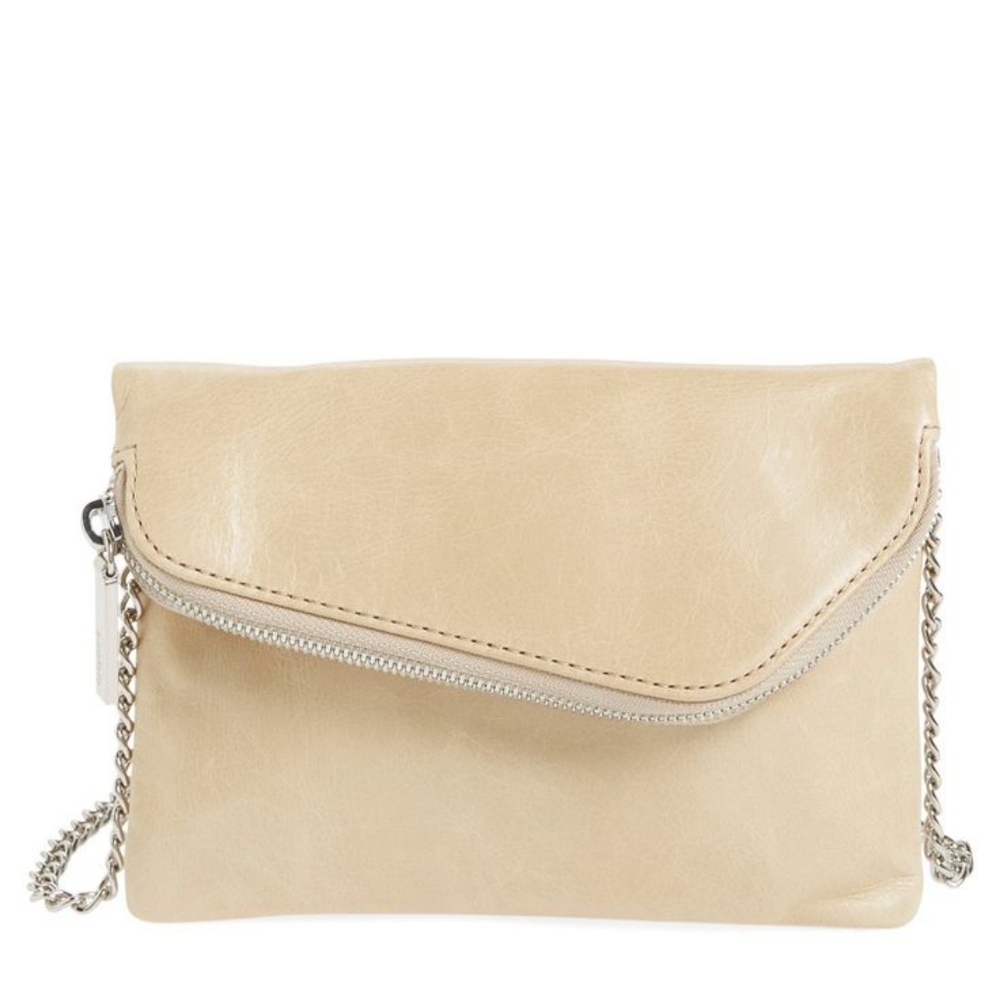 🆕HOBO 'Daria' Cream Leather Chain Crossbody Bag Convertible 3-in-1 Clutch Bag